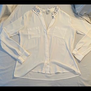 White Forever 21 Button Up Long Sleeve (Size M)